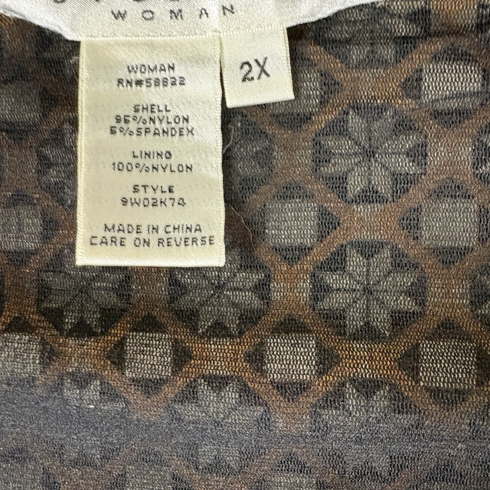 Vintage Y2K Studio Woman 2X Empire Waist Babydoll Top Retro Geometric - Picture 2 of 12